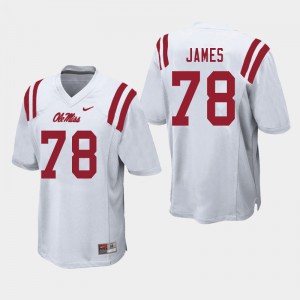 Mens Ole Miss Rebels Jeremy James #78 White Stitched Jerseys 599830-503