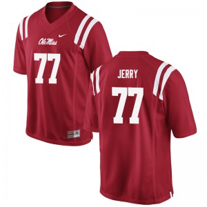 Men Ole Miss Rebels John Jerry #77 Official Red Jersey 358082-490