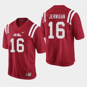 Mens Ole Miss Rebels Jordan Jernigan #16 Red College Jerseys 801116-562