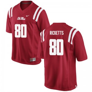 Men Ole Miss Rebels Josh Ricketts #80 Red Stitch Jersey 768958-329