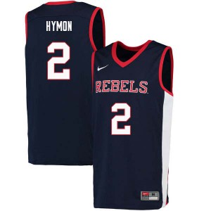Men Ole Miss Rebels Marcanvis Hymon #2 Navy Stitched Jersey 672945-122