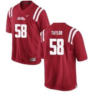 Men's Ole Miss Rebels Mike Taylor #58 Red Stitch Jersey 119274-518