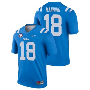 Mens Ole Miss Rebels Archie Manning #18 College Power Blue Jersey 125487-964