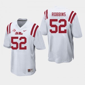 Men Ole Miss Rebels Taleeq Robbins #52 Official White Jersey 662615-931