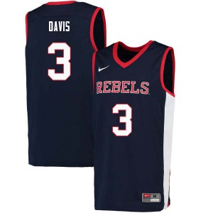 Men's Ole Miss Rebels Terence Davis #3 Stitch Navy Jerseys 519278-453