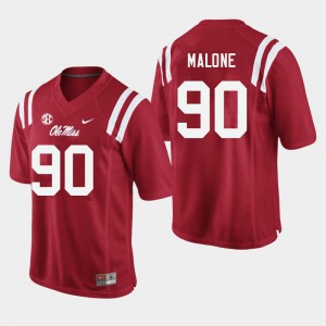 Mens Ole Miss Rebels Tywone Malone #90 Player Red Jerseys 631522-239