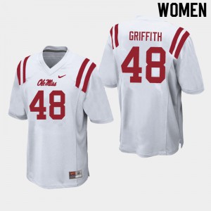 Women Ole Miss Rebels Andrew Griffith #48 Stitched White Jerseys 479864-153