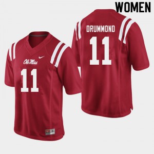 Women's Ole Miss Rebels Dontario Drummond #11 Red Embroidery Jersey 858458-608