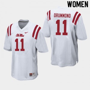 Women Ole Miss Rebels Dontario Drummond #11 White Stitched Jersey 911523-980