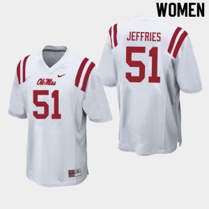 Womens Ole Miss Rebels Eric Jeffries #51 University White Jersey 615079-753