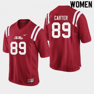 Womens Ole Miss Rebels Jacob Carter #89 Red Stitch Jerseys 612796-924