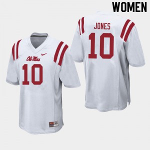 Womens Ole Miss Rebels Jacquez Jones #10 White College Jerseys 984026-822