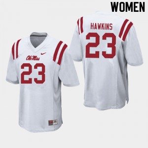 Womens Ole Miss Rebels Jakorey Hawkins #23 White University Jerseys 734744-537