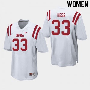 Women Ole Miss Rebels Jonathan Hess #33 White NCAA Jersey 668183-683
