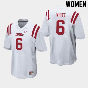 Women's Ole Miss Rebels Kam'Ron White #6 College White Jerseys 714214-838