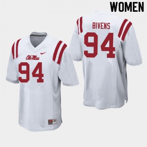 Womens Ole Miss Rebels Quentin Bivens #94 White Stitched Jersey 792994-350