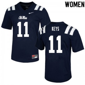 Women's Ole Miss Rebels Austin Keys #11 Player Navy Jerseys 427871-648