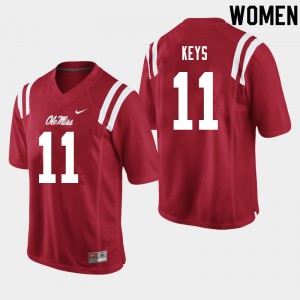 Women's Ole Miss Rebels Austin Keys #11 College Red Jersey 563224-438