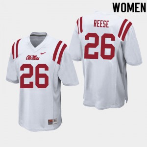 Womens Ole Miss Rebels Otis Reese #26 White Stitched Jerseys 787917-360