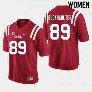 Womens Ole Miss Rebels Brandon Buckhaulter #89 Stitch Red Jerseys 301169-788