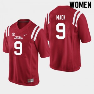 Womens Ole Miss Rebels Brandon Mack #9 Official Red Jerseys 393791-725