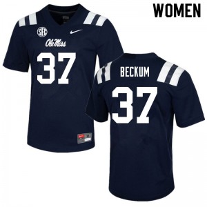 Women Ole Miss Rebels DJ Beckum #37 NCAA Navy Jerseys 184811-687