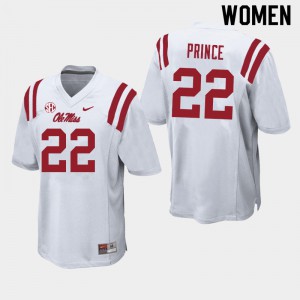 Women Ole Miss Rebels Deantre Prince #22 White Stitched Jersey 332991-430