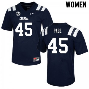 Women Ole Miss Rebels Fred Page #45 Navy NCAA Jerseys 964877-548