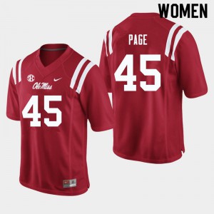 Womens Ole Miss Rebels Fred Page #45 University Red Jersey 289713-197