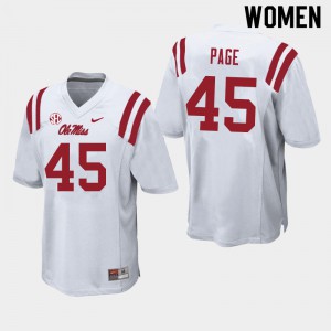 Womens Ole Miss Rebels Fred Page #45 White Football Jerseys 663292-370