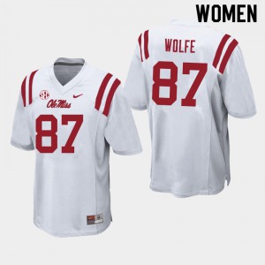 Women Ole Miss Rebels Hudson Wolfe #87 Player White Jersey 240837-423