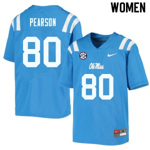 Womens Ole Miss Rebels Jahcour Pearson #80 Powder Blue Football Jerseys 344482-976