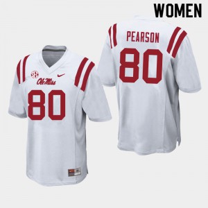 Women's Ole Miss Rebels Jahcour Pearson #80 NCAA White Jerseys 253004-280