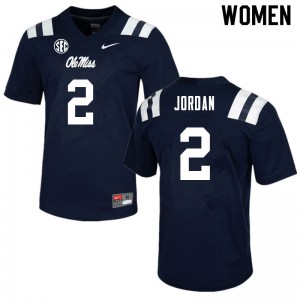 Women Ole Miss Rebels Jalen Jordan #2 Official Navy Jersey 892548-438
