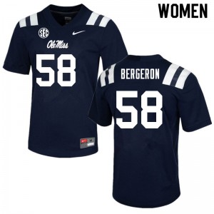 Women Ole Miss Rebels John Bergeron #58 Navy NCAA Jerseys 302823-761