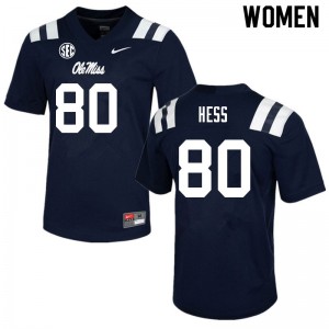Women's Ole Miss Rebels Jonathan Hess #80 NCAA Navy Jersey 291115-395