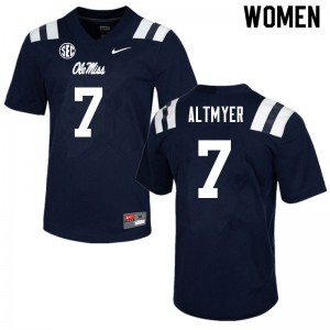 Women Ole Miss Rebels Luke Altmyer #7 Navy Stitched Jerseys 989191-621