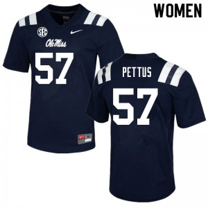 Womens Ole Miss Rebels Micah Pettus #57 Navy NCAA Jerseys 819650-562