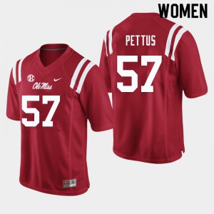 Women's Ole Miss Rebels Micah Pettus #57 Red Stitched Jersey 855069-840