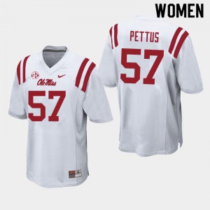 Women's Ole Miss Rebels Micah Pettus #57 White Embroidery Jersey 557022-616