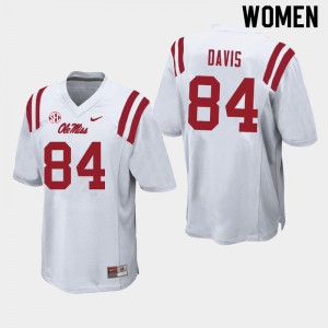 Womens Ole Miss Rebels Qua Davis #84 White Official Jerseys 762845-582