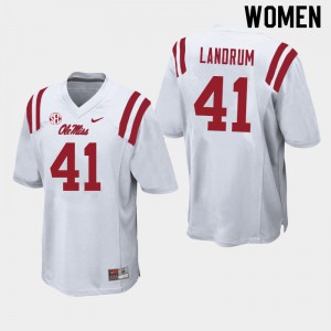 Womens Ole Miss Rebels Solomon Landrum #41 Football White Jerseys 857532-902