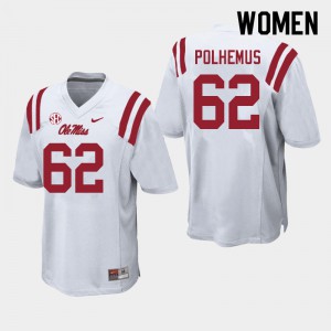 Women Ole Miss Rebels Andrew Polhemus #62 White Embroidery Jerseys 119119-527