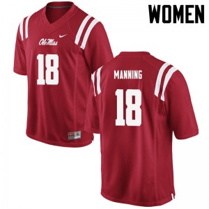 Women Ole Miss Rebels Archie Manning #18 Red University Jerseys 180149-520