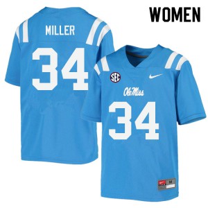 Women's Ole Miss Rebels Bobo Miller #34 Powder Blue NCAA Jerseys 749023-808