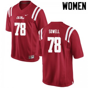Women's Ole Miss Rebels Bradley Sowell #78 Red Football Jersey 191315-900