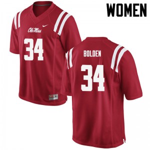 Womens Ole Miss Rebels Brandon Bolden #34 Red Football Jersey 213618-890