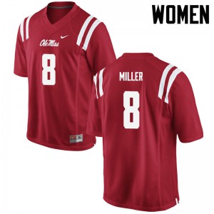 Womens Ole Miss Rebels C.J. Miller #8 Stitch Red Jerseys 157237-376