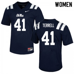 Womens Ole Miss Rebels C.J. Terrell #41 Navy Stitch Jerseys 432938-957