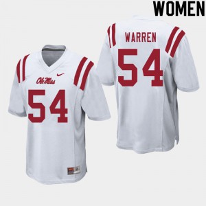 Women's Ole Miss Rebels Caleb Warren #54 Football White Jersey 883871-820